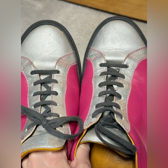 Undandy Men’s Custom Color block pink silver leather sneakers sz 11 - Picture 12 of 14